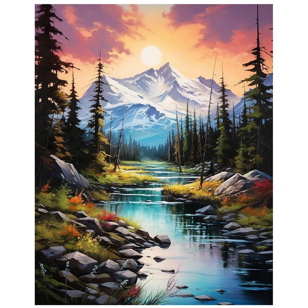 HASTHIP DIY 5D Diamond Painting Art Kit Natural Forest Snow Mountain Scenery Diamond Painting Beginner DIY 5D Diamond Painting for Home Decor, No Frame Wall Decor 5D Diamond Painting, 12 x 16 Inch HASTHIP DIY 5D Diamond Painting Art Kit Natural Forest Snow Mountain Scenery Diamond Painting Beginner DIY 5D Diamond Painting for Home Decor, No Frame Wall Decor 5D Diamond Painting, 12 x 16 Inch